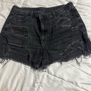 American Eagle Outfitters Black Distressed Jean Shorts